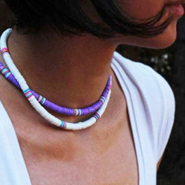 Colourful Handmade Beaded Clay Choker Necklace