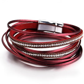 Double Wrap Multi-Strap Leather Bracelet