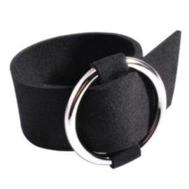 Black Wide Cuff Round Buckle Bracelet