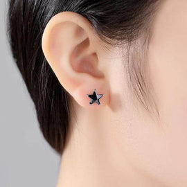 Explore the Night Wearing these Black Star Earrings