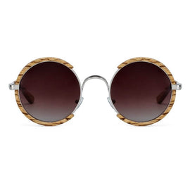 Round Handmade Wooden Polarised Sunglasses