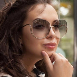 Bold Oversized Half-Frame Sunglasses