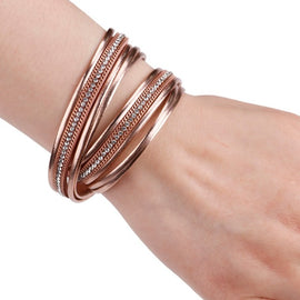 Double Wrap Multi-Strap Leather Bracelet