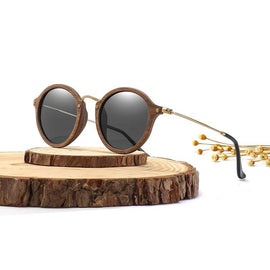 Round Wooden Ultralight Polarised Sunglasses